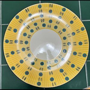 Potters Workshop for WEST ELM 11" Dinner Plate Charger Yellow Blue Orange Dots